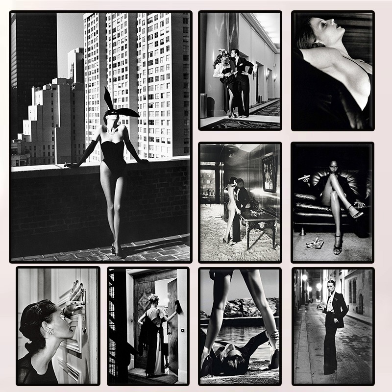 Model Kit Nuke Matrix - Poster Wanita Seksi Mode Hitam Putih